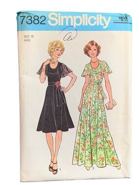 Simplicity 7382 Vintage Sewing Pattern Misses Dress Size 10 Uncut